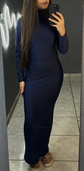 Vestido Gola Alta Longo