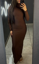 Vestido Gola Alta Longo