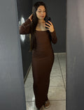 Vestido Longo Decote Quadrado