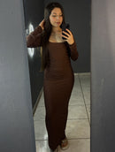 Vestido Longo Decote Quadrado
