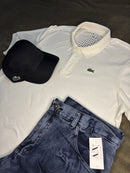 Kit Conjunto Roupa Camisa Polo La + Shorts Jeans + Boné La Sport 2026